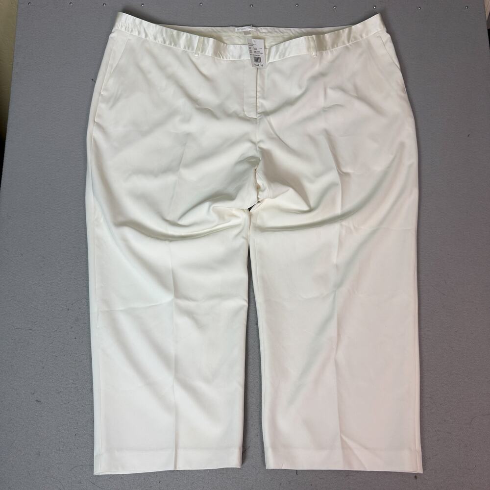 David’s Bridal Plus Size 28W Ivory Satin Waistband Fitted Suit Pants NWT